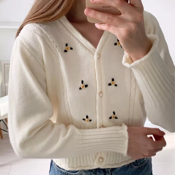 Embroidered Knit Cardigan - Picture 1 of 15